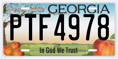 GA license plate PTF4978