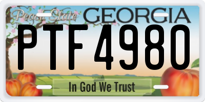 GA license plate PTF4980