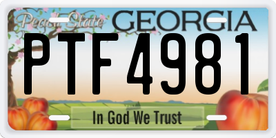 GA license plate PTF4981