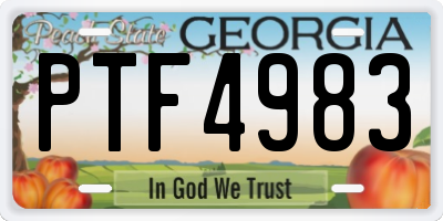 GA license plate PTF4983