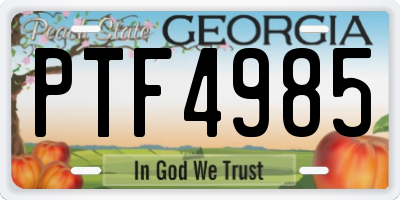 GA license plate PTF4985