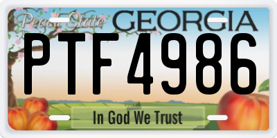 GA license plate PTF4986