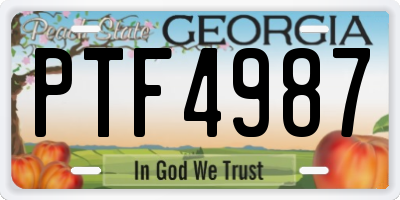 GA license plate PTF4987