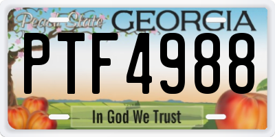 GA license plate PTF4988