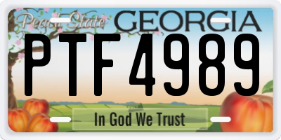 GA license plate PTF4989
