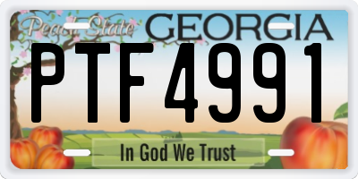 GA license plate PTF4991