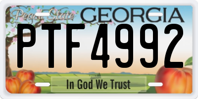 GA license plate PTF4992