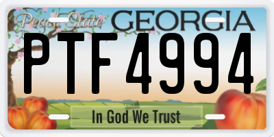 GA license plate PTF4994