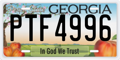 GA license plate PTF4996
