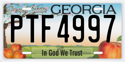 GA license plate PTF4997