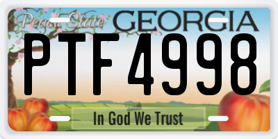 GA license plate PTF4998