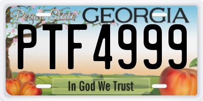 GA license plate PTF4999
