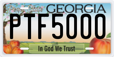 GA license plate PTF5000