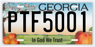 GA license plate PTF5001