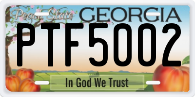 GA license plate PTF5002