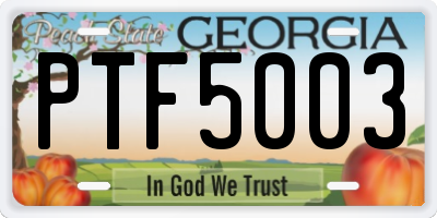 GA license plate PTF5003