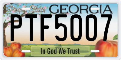 GA license plate PTF5007