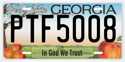 GA license plate PTF5008