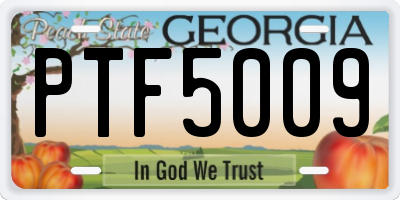 GA license plate PTF5009