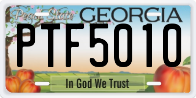 GA license plate PTF5010
