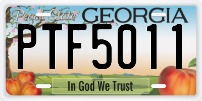 GA license plate PTF5011