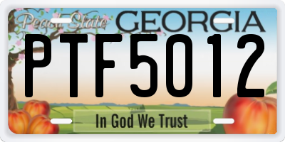 GA license plate PTF5012