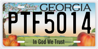 GA license plate PTF5014