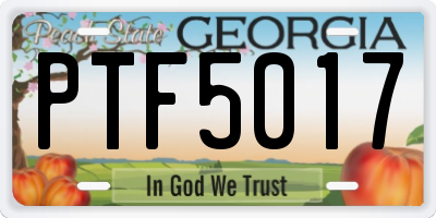 GA license plate PTF5017