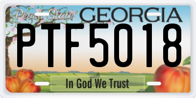 GA license plate PTF5018