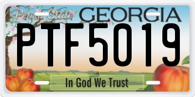 GA license plate PTF5019