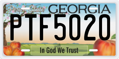 GA license plate PTF5020