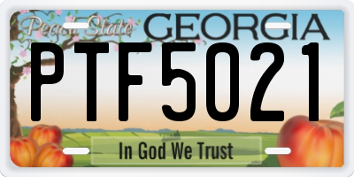 GA license plate PTF5021