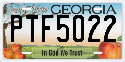 GA license plate PTF5022