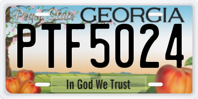 GA license plate PTF5024