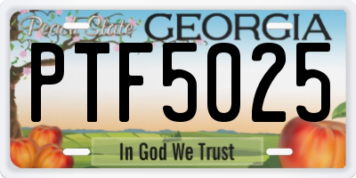 GA license plate PTF5025