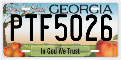 GA license plate PTF5026