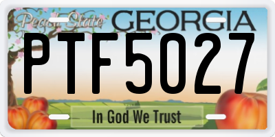 GA license plate PTF5027