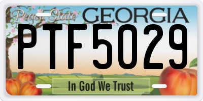 GA license plate PTF5029