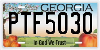 GA license plate PTF5030