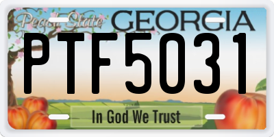 GA license plate PTF5031