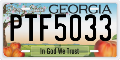 GA license plate PTF5033