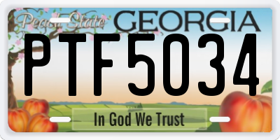 GA license plate PTF5034