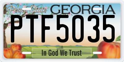 GA license plate PTF5035