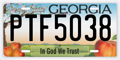 GA license plate PTF5038