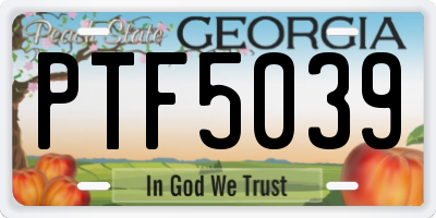 GA license plate PTF5039