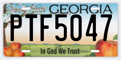 GA license plate PTF5047