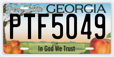 GA license plate PTF5049