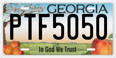 GA license plate PTF5050