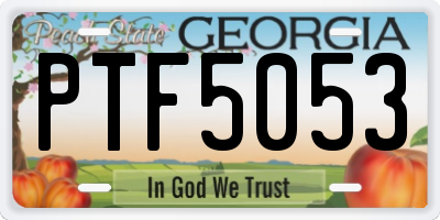 GA license plate PTF5053