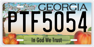 GA license plate PTF5054